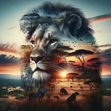 5D Lion Diamond Art Kits for Adults, DIY Animals Diamond Painting Kits for Begin
