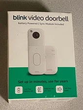 Blink Video Doorbell Battery 2nd Generation w/Sync Module White New 840414660892