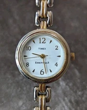 Timex Essentials Women's 25mm Round Two-tone Quartz Watch 5 1/2" Band