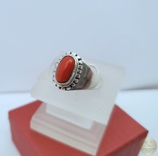 Natural Red Coral Ring 925 Sterling Silver Gemstone Silver Ring Anniversary Ring