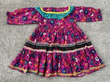 Vintage Handmade Seminole Patchwork Girl  s Dress Bright Floral Pattern Rare