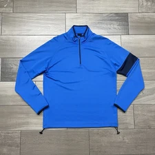 Dunning Golf 1/4 Zip Pullover Mens Medium Blue Stretch Long Sleeve Athletic Top