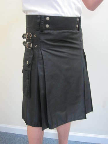 NUOVO NERO UTILITY CARGO MODERNO kilt vita taglie 30 - 52 - Foto 2 di 4