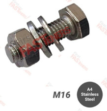 M16 / 16mm Bolt Hex Set Screw Nut Washer A4 Stainless Steel (316)