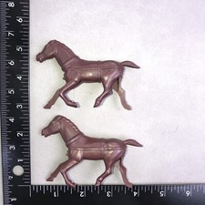 VTG Small Plastic Western Toys - Pair 2 Wagon / Cart Horses - See Photos READ