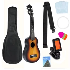Soprano Ukulele for Beginners, 21 Inch Basswood Ukuleles Starter Kit with Nylon