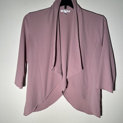 Moa Moa Top Women s Medium Salmon Cascading Open Front Drape Neck Cardigan