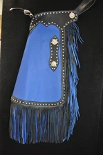 Custom Made Leather Chinks/Blue Show Chaps/Made In USA