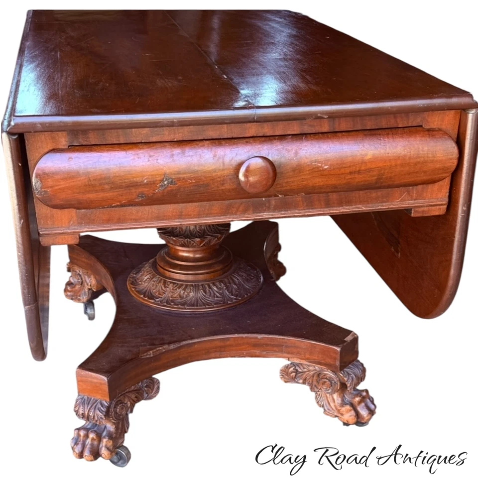 antiguo imperio clásico acanto tallado pata pie mesa 1820 proyecto caoba Foto 3 de 4