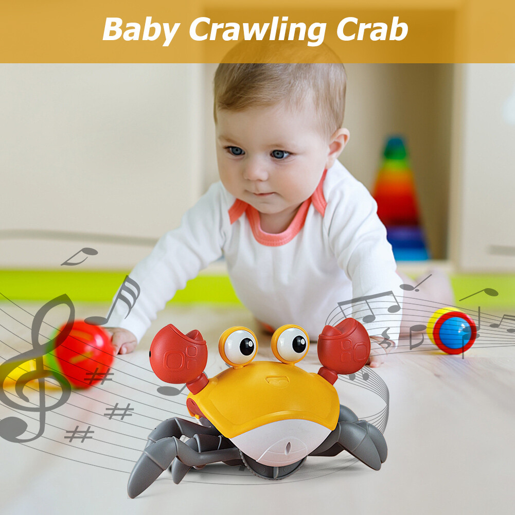Tummy Time Crawling Crab Avoid Obstacles USB Charging Musical Crab Birthday Gift eBay