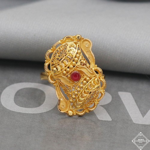 Gold Ring 22k 916 Yellow Gold Ring 22CT Fine Gold Indian Handmade Jewelry - Picture 4 of 6