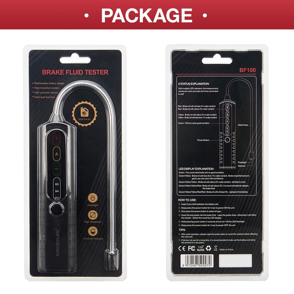 LED Brake Fluid Inspection Tester Automotive Diagnostic Brake Oil ...