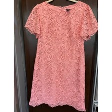 Ann Taylor Eyelet Lace Overlay  Shift Boxy Dress sz 4
