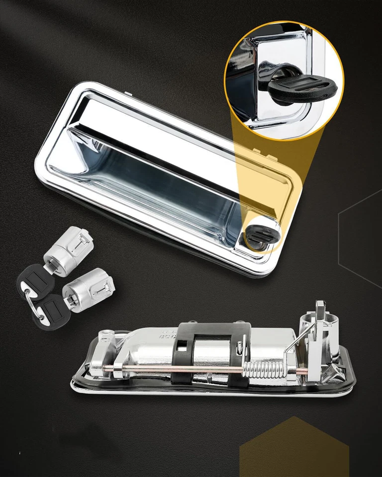 Chrome Exterior Door Handle Front w/Lock Cylinders For 88-01 Chevy GMC C/K 1500 - Imagem 2 de 4