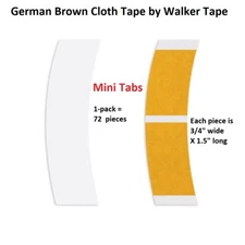 German Brown Cloth Tape Mini Tabs 1 pack 72 pieces by Walker Tape Co.