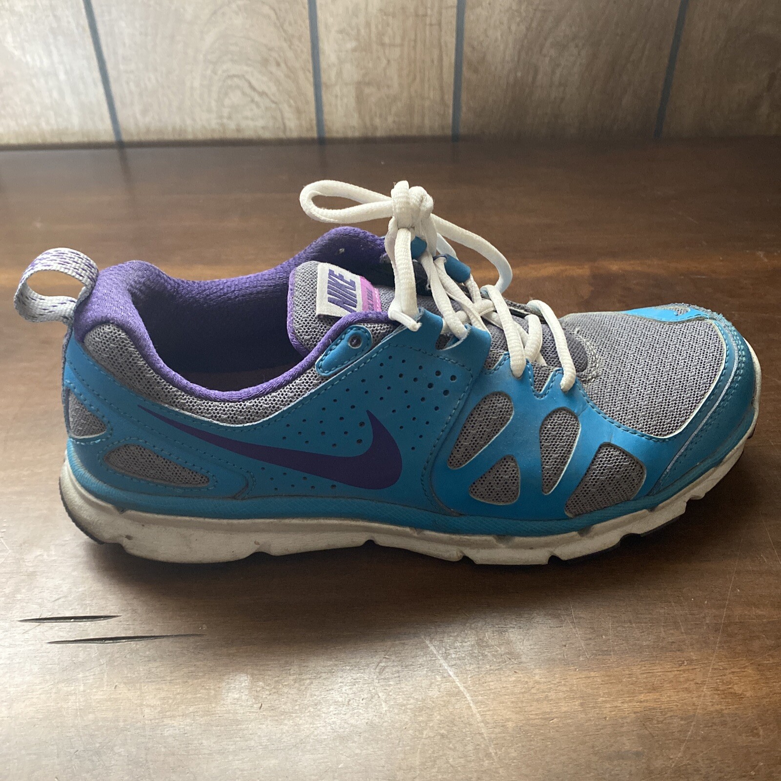 NIKE Flex Trail Blue Gray Athletic Running Shoes US Women’s Size 7 1/2 Lace up