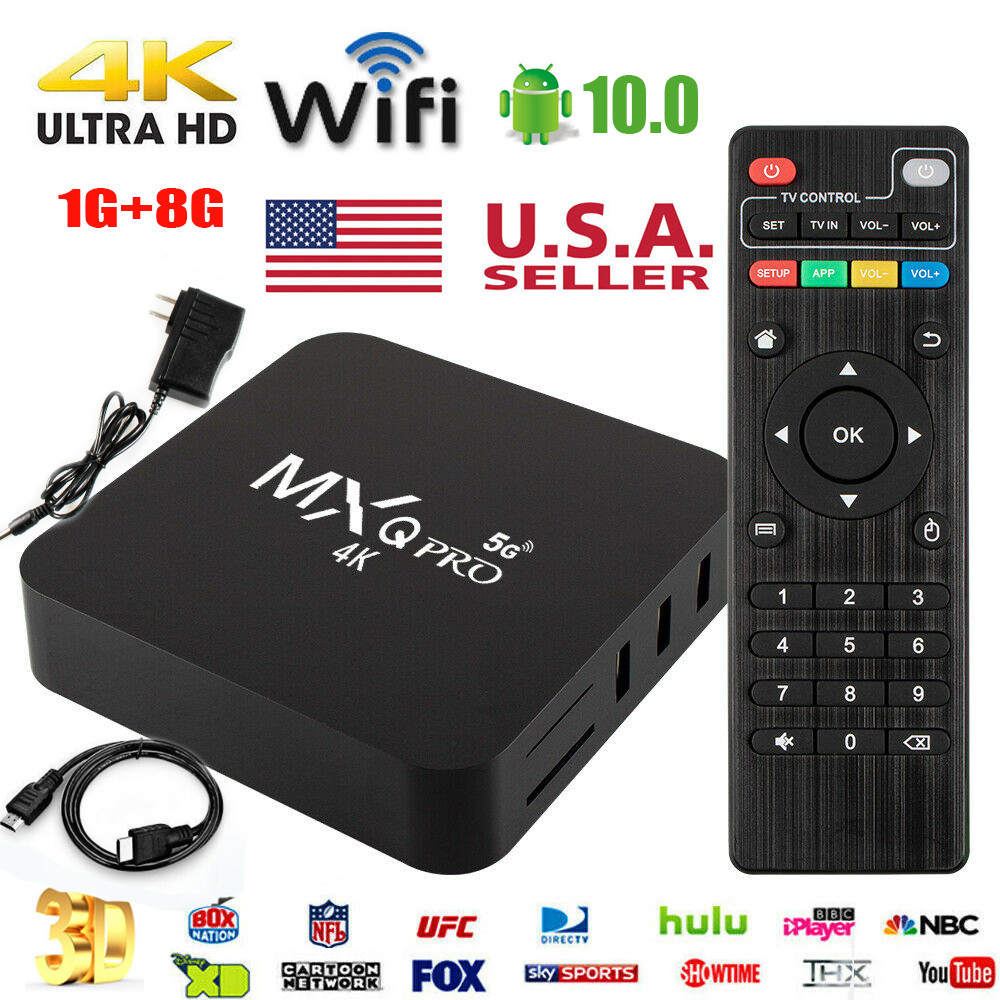MXQ Pro 4K Ultra HD 64Bit Wifi Android 11 Quad Core Smart TV Box Media Player