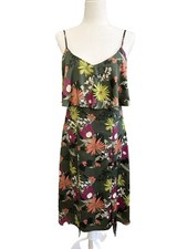 NWT Banana Republic Women Green Floral Print Tiered Strappy Midi Dress Size 6