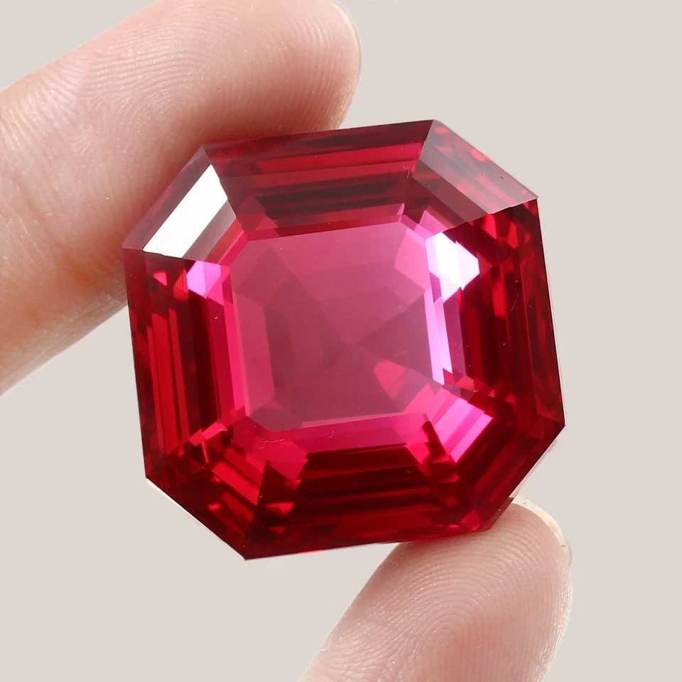 AAA Natural Flawless Museum Grade Burma Ruby Loose Gemstone Asscher Cut 25x25 MM - Image 3 of 4