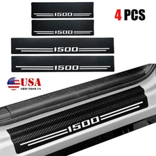 JJMY 4XFor Ram 1500 Accessory White Carbon Fiber Truck Door Sill Cover Protector