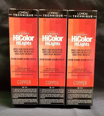 Loreal Excel Hicolor Hilights Copper 1.2oz (3 Pack)