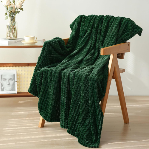 Green Throw Blanket 50"×60" Decorations Fleece Super Soft Plush Fuzzy Cozy Blank - Picture 9 of 12