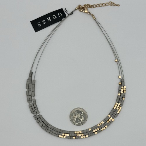 Guess Square Bead Multi-Strand Necklace (metallic accent beads) - Picture 4 of 5