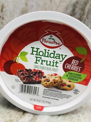 Paradise Holiday Fruit Sweetened Real Fruit Red Cherries. 16 0z