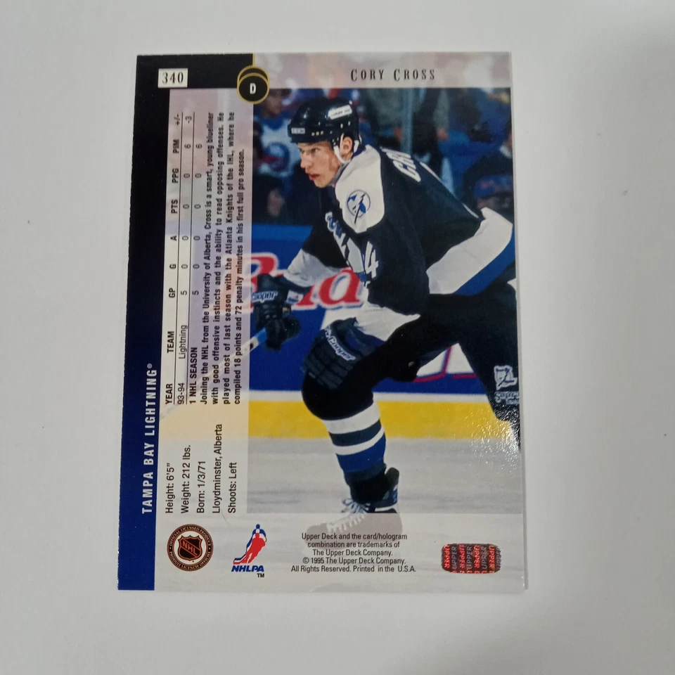 1995 Upper Deck Cory Cross #340 Tampa Bay Lightning 2 - Image 2 of 2