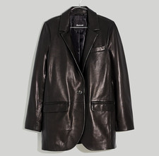 New Madewell $548 Size M The Larsen Blazer In Leather True Black