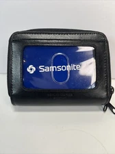 New Coin purse (Samsonite) Credit Card Holder, Leather Coin Purse, Black