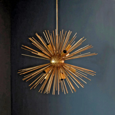 Mid Century Design Seaurchin Light Fixture Lots Of Brass Spikes Decor Chandelier