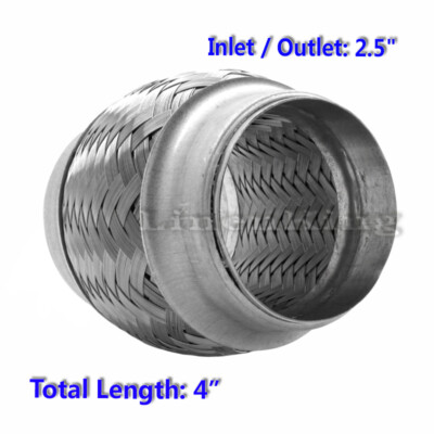 Fits 2 1/2'' Exhaust Flex Pipe 2.5'' x 4'' Heavy Duty Stainless Steel 4''OL - RK7515