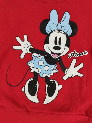 Minnie Mouse Sweater Girls Small 6-7 Red Warm Fleece Lined Pullover Shirt Gift - Picture 2 of 4