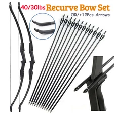 57 inch Right Left Hand Takedown Recurve Bow OR 12Pcs Arrows Set Archery Hunting