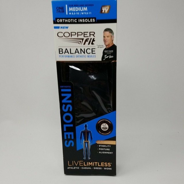 Copper Fit Balance Copper Infused Orthotic Insole, Medium Black for