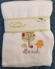 Ollie Owl Fleece Blanket B&M Little Dreamer Dreamerz white baby pram New