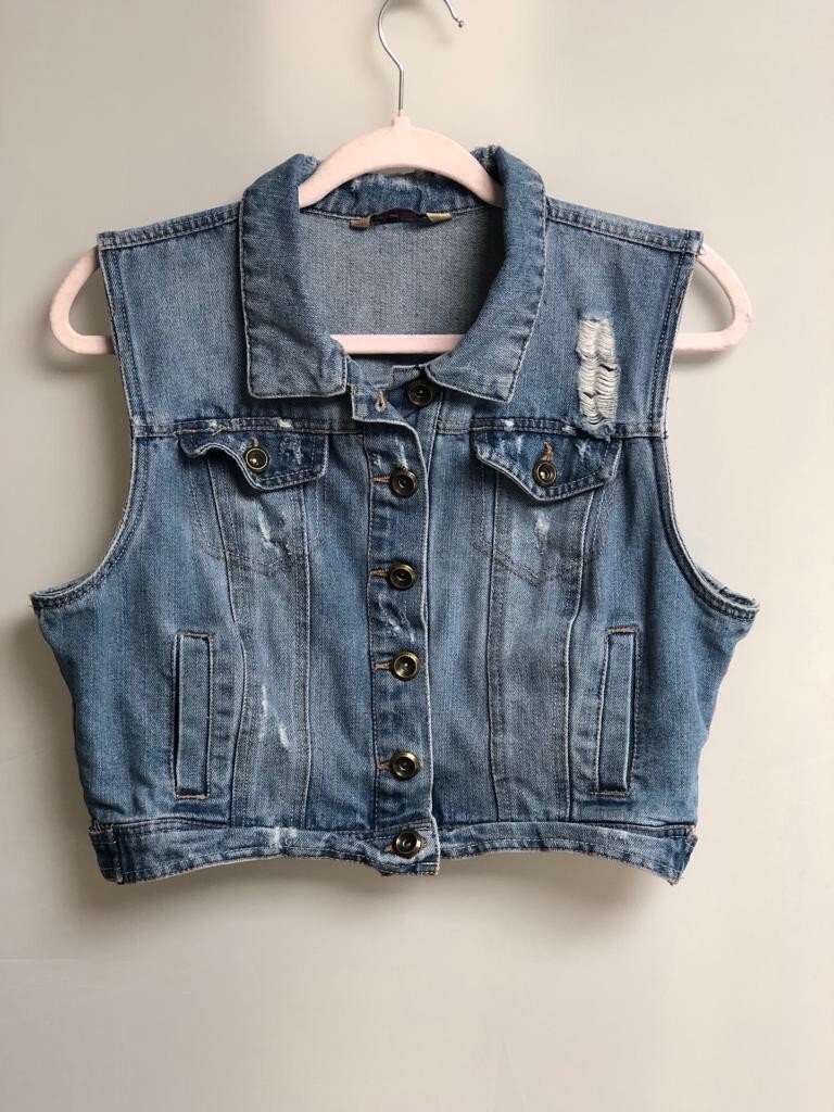 ジャケット・アウター n.hoolywood indigo denim down vest 40 Highway Jeans Blue Denim Jacket Cropped Vest Women's Juniors