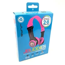 JLab JBuddies Folding Wired KIDS Headphones Portable Volume Regulator Pink