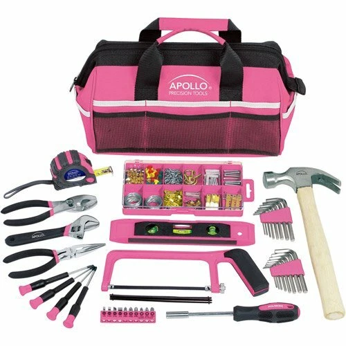 201-Piece Household Tool Kit In A Bag Home Repair DIY Fix-up Hand Tools Set Pink - Image 3 of 3