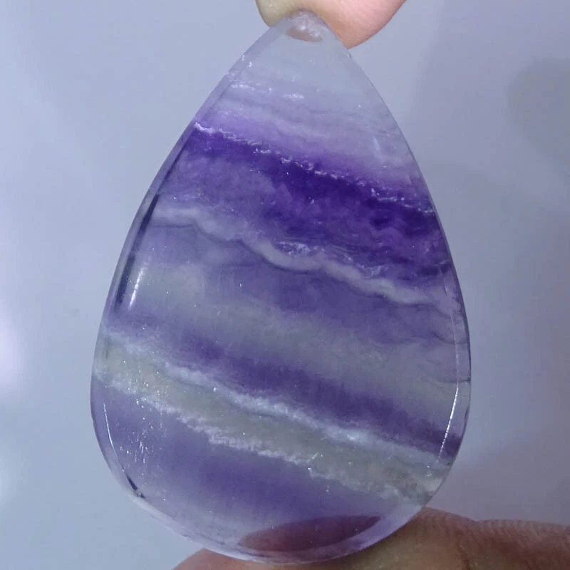 82.90 Cts, Natural Purple Fluorite Pear Shape Cabochon Loose Gemstone 29X42X7 mm - Image 2 of 4