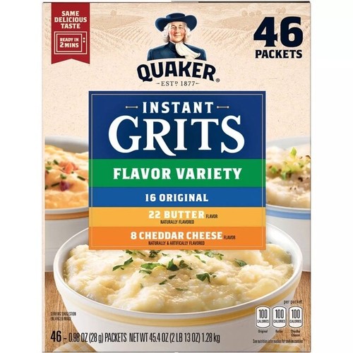 QUAKER INSTANT GRITS FLAVOR VARIETY PACK (46 CT) GREAT VALUE - Picture 3 of 5