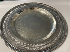 Vintage Silver Plated Engraved 10 Inch Tray Unmarked Beautiful Piece
