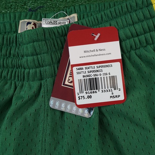 1994-95 Seattle Supersonics NBA Mitchell & Ness Green Away Men's Swingman Shorts - 第 5/5 張圖片