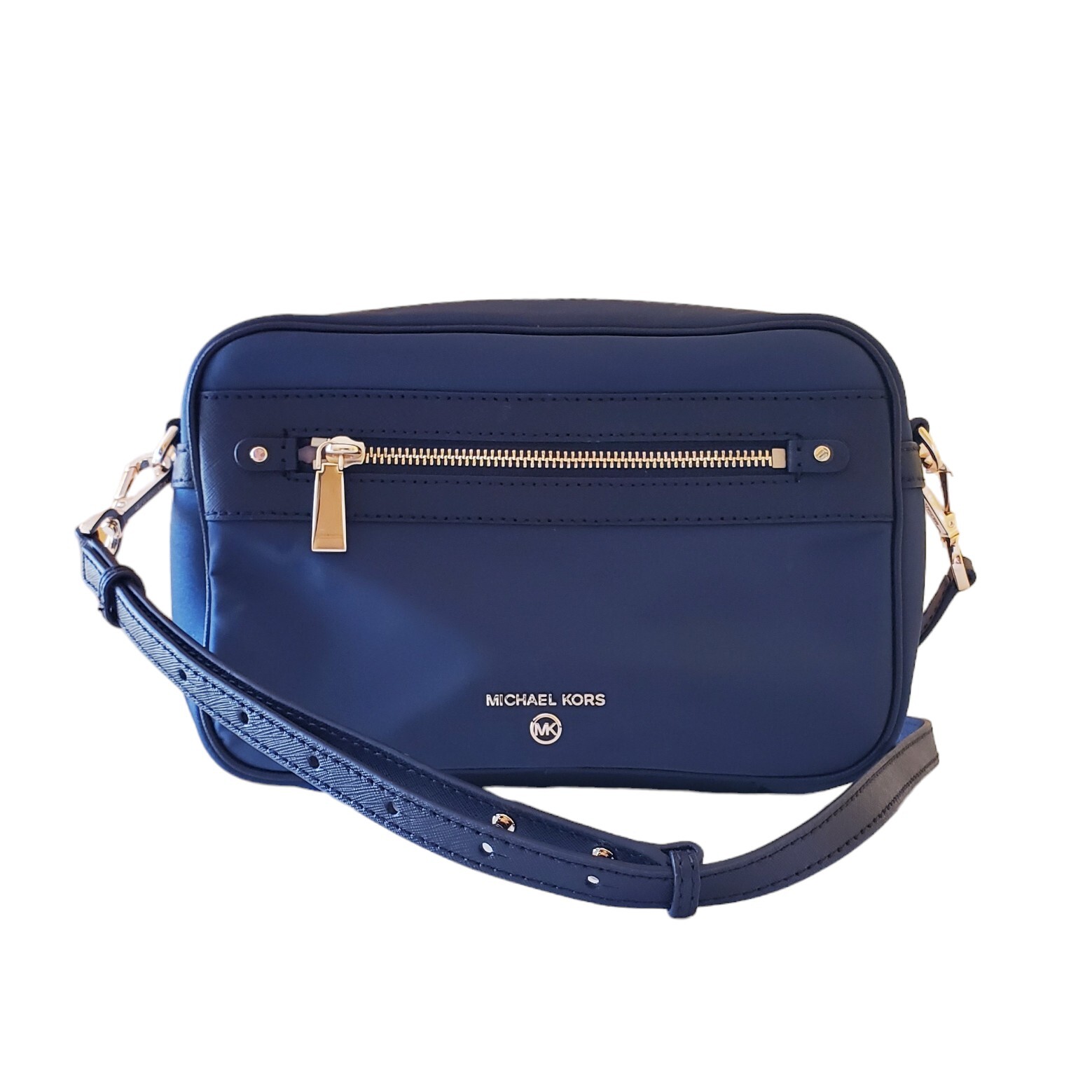 Michael Kors Jet Set Charm Women's Navy Blue Crossbody Bag Nylon Leather Trim