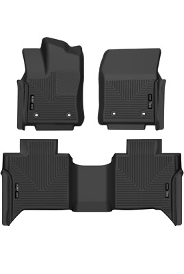 Hysku Floor Mats for 2022-2024 Toyota Tundra Crew Max Front & 2nd Row 3-pc Black