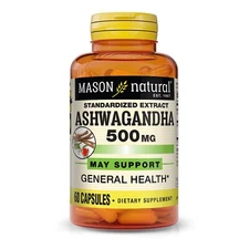 Mason Natural Ashwagandha 500 mg. Healthy Stress Response & Mood Support 60 Caps