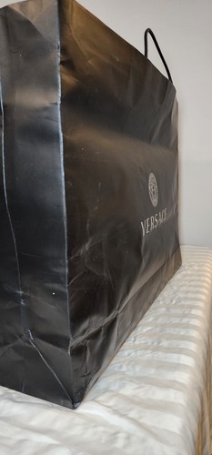 Versace HUGE XL 30"x21"x8" Empty Black SHOPPING GIFT Paper BAG Logo Bag Shoes - Picture 4 of 12