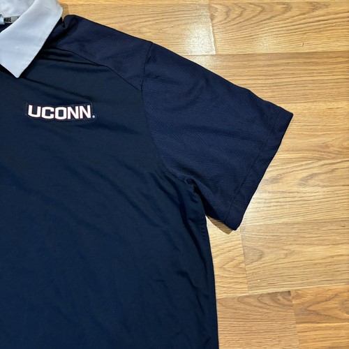 Nike Uconn Huskies Dri Fit Gray Collar Golf Polo Shirt Navy Blue Men’s Size XXL - Picture 4 of 12