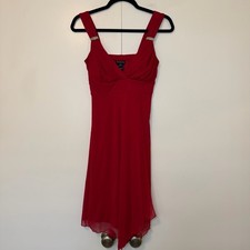 Y2K Enfocus Studio Flowy Red Mini Dress Vintage Party Girlhoodcore Asymmetrical